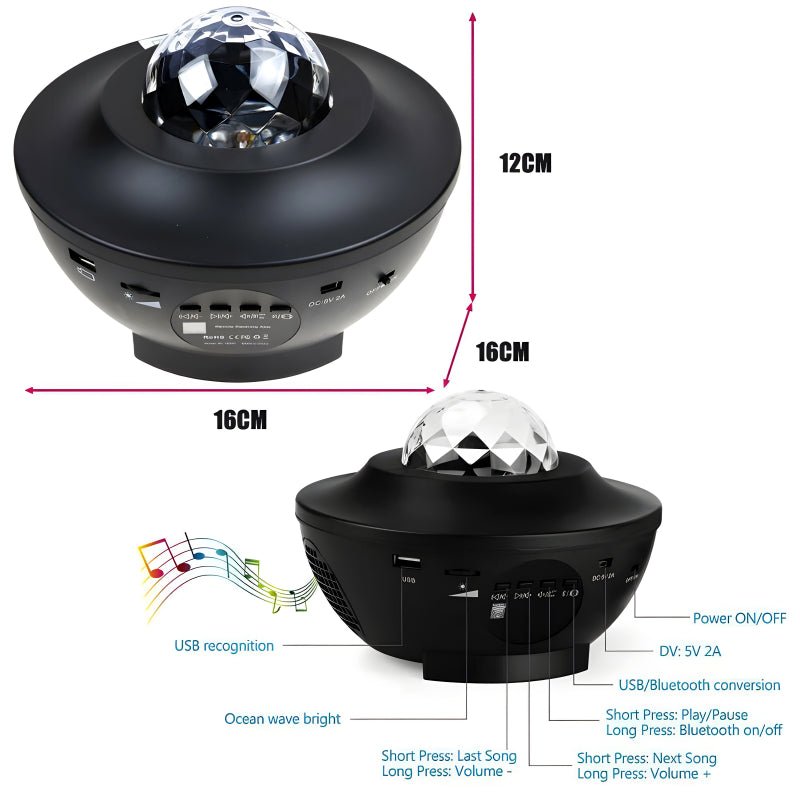 2 in 1 Galaxy projector with Bluetooth speaker - Perennial Picks